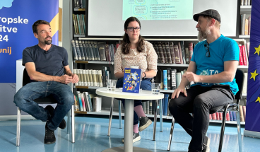 Pogovor o stripu Moč Evrope v Postojni